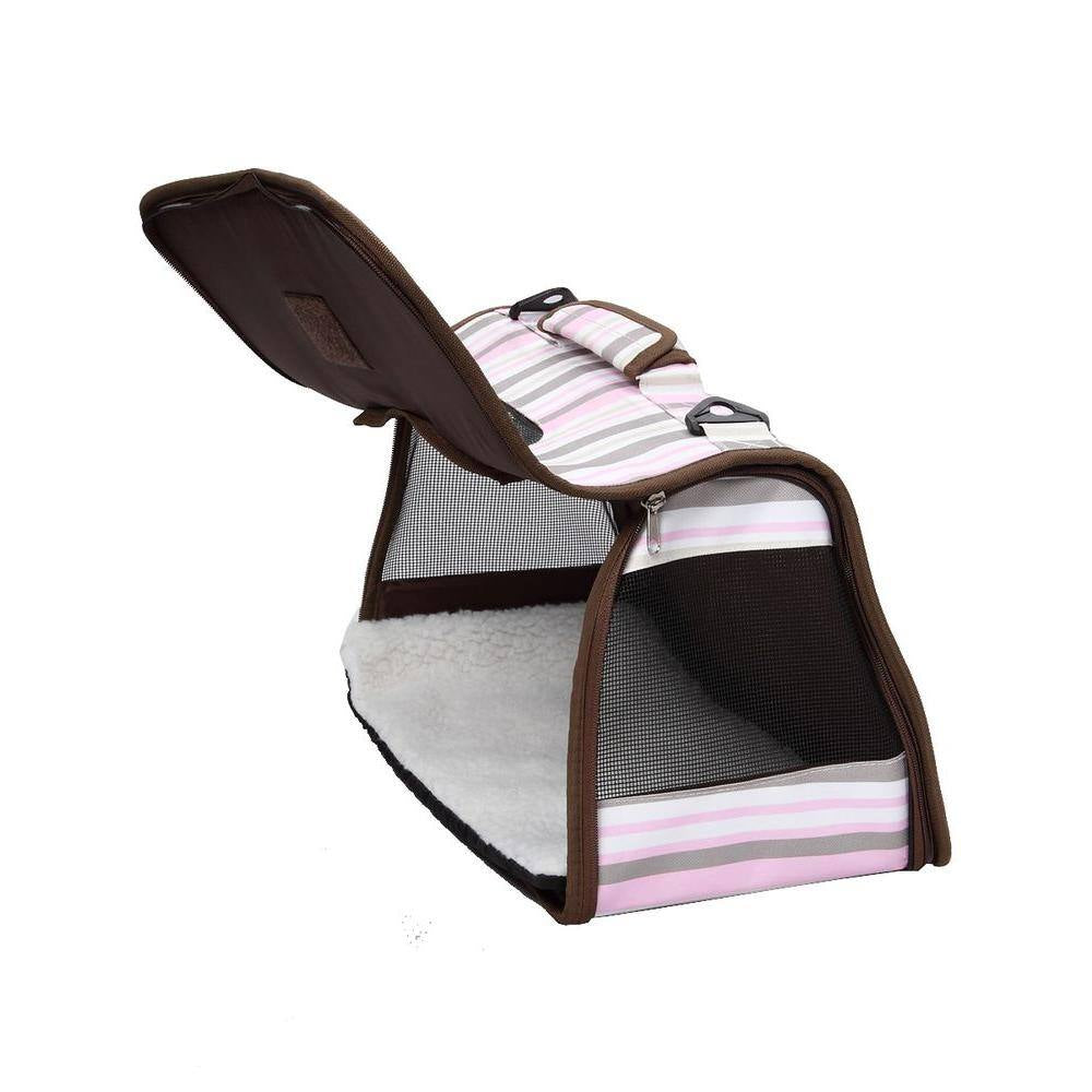 Airline Approved Zippered Paw Print Design Large Folding Cage Carrier - Large