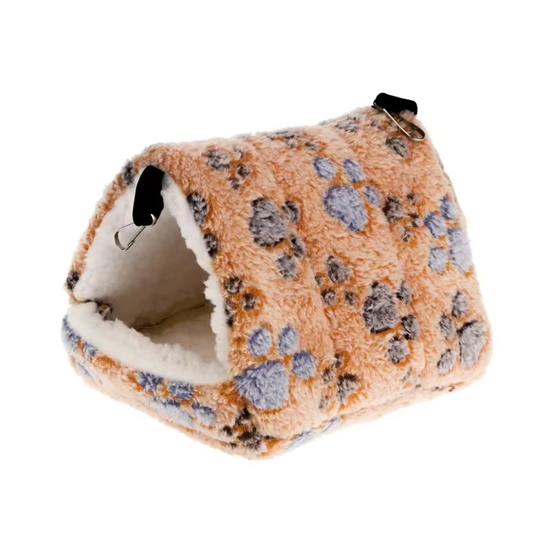 1PCS Coral Fleece Dot Printing Small Foam Pet House Hanging Hamster Bed for Small Animals Squirrel Parrot Cotton Nest