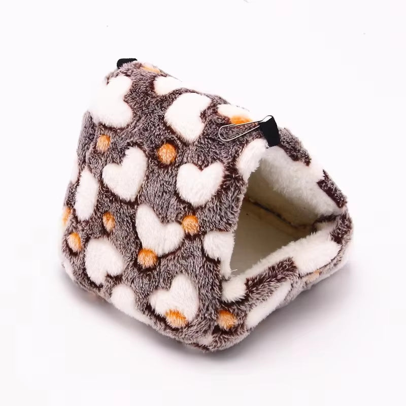 1PCS Coral Fleece Dot Printing Small Foam Pet House Hanging Hamster Bed for Small Animals Squirrel Parrot Cotton Nest