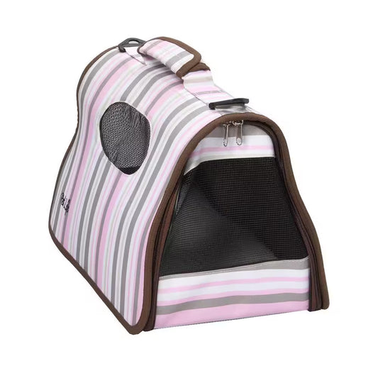 Airline Approved Zippered Paw Print Design Large Folding Cage Carrier - Large