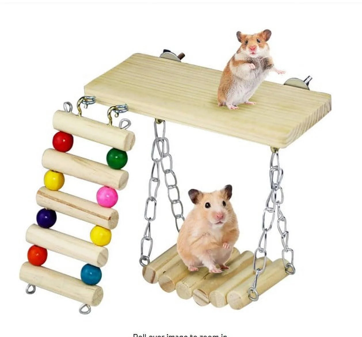 3Pcs Toys, Hanging Wooden Hamster Squirrel,Rat,Hamster,Chinchilla