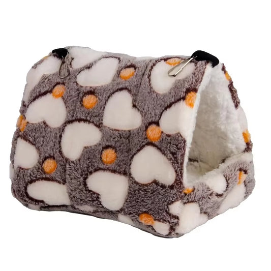 1PCS Coral Fleece Dot Printing Small Foam Pet House Hanging Hamster Bed for Small Animals Squirrel Parrot Cotton Nest